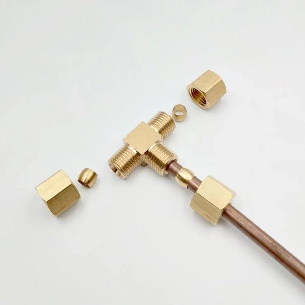 Fit 1/8" Tube Brass Tee 3 Ways Compression Union Fitting Water Gas Oil Connector
