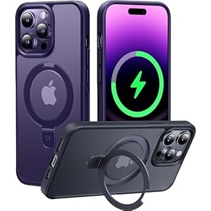 CASEKOO Designed for iPhone 14 Pro Max Case with Magnetic Invisible Stand [Military Drop Protection] [Compatible with MagSafe] Shockproof Slim Translucent Matte Promax Case 6.7 Inch, Purple