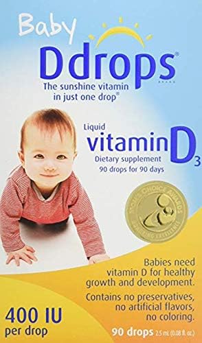 Ddrops, Baby, Liquid Vitamin D3, 400 IU, 0.08 fl oz (2.5 ml), 3 Pack (90 Drops)