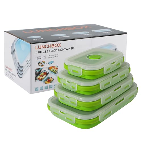 Récipient pliable en silicone avec couvercle,boîte à lunch portable pour pique-nique en plein air,peu encombrant,résistant au micro-ondes,au lave-vaisselle...