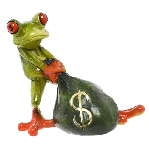 Statue de grenouille décorative en résine pour étagère et table de nuit