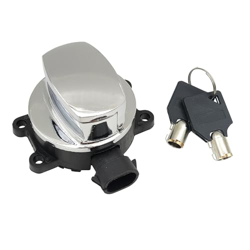 AUTQVA Ignition Key Switch for Harley Davidson, Ignition Switch for 11-17 Harley Dyna Softail Road King FXDWG FLHR 71517-11, Chrome