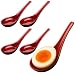 JapanBargain Brand-Red/Black Chinese Japanese Wonton Soup Spoons - 4 Pcs