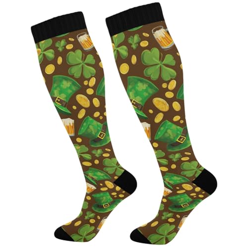 Image of Pigsaly Red White Polka Dot Womens Compression Socks Athletic Tube Sock Knee High Socks Outdoor Sport Socks