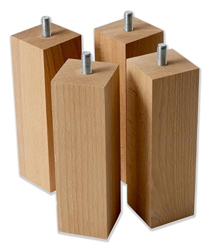 IPEA 4x Piedini per Mobili e Divani in Legno - Altezza 18 cm - Made in Italy - Piedi Rettangolar per Armadi, Letti, Poltrone, Arredamento - Deisgn Minimal ed Elegante - Set di 4 Pezzi
