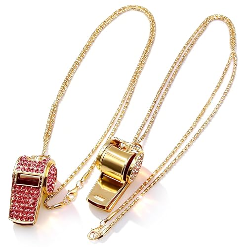 Set de 2 collares con silbato de cristal brillante miniatura 3