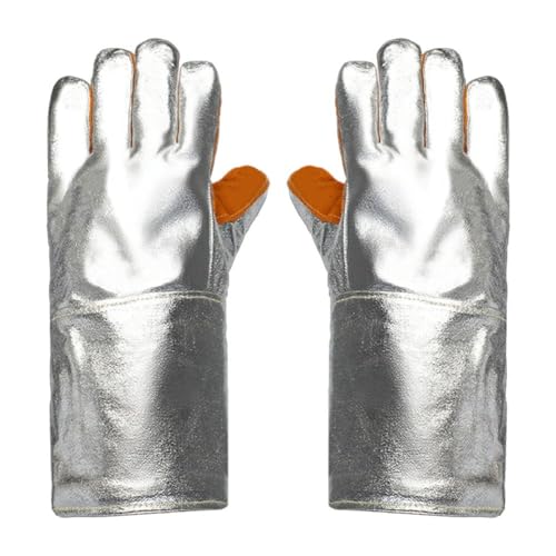 Homeponnew Gants de soudage épais résistants à la chaleur avec feuille d'aluminium et cuir de vache pour usage industriel
