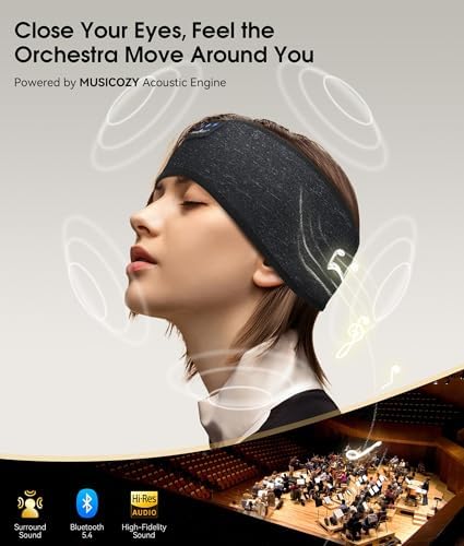 MUSICOZY Bluetooth 5.4 Sleep Headphones Headband Soft for Side Sleepers - 3