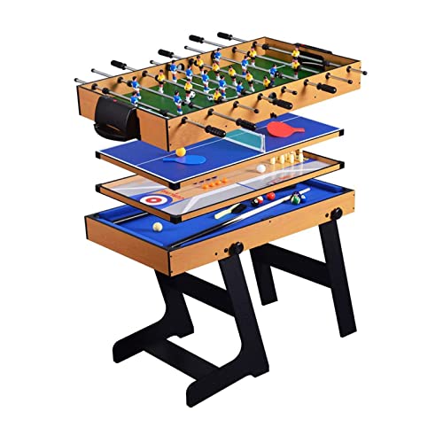 KHYTEBV Fußballtisch, 5-in-1-Kombinations-Klappspieltisch, Fußball, Tischtennis, Shuffleboard, Bowling, Billard Arcade-Tischspiele