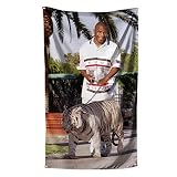 Mike Tyson walking with a pet tiger Funny Tapestry 3×5 FT Wall Hanging Tapestry Decorative Flag Bann
