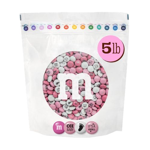 M&amp;M'S It's A Girl Milk Chocolate Candy, Pink &amp; White 5 lb Bag, Baby Shower