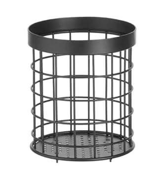 HENDI Cestello portaposate in metallo, portaposate, porta utensili da cucina, scolaposate, organizzatore di posate, contenitore per cucchiai, coltelli, forchette, ø125x(H) 145mm, acciaio inox, nero