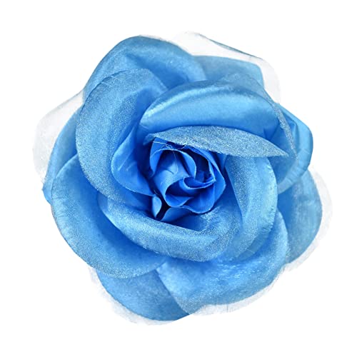 Image of Women's Multifunction Rose Flower Sheer Petal Brooch Pin Hair Tie Clip