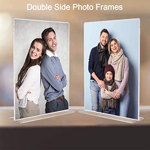Image of Shuban Acrylic Sign Holder Table Sign Holder Double Sided T Shape Clear Plastic Desktop Display Holder Vertical Menu Stand Sign Holders for School, Office, Hotel, Party (05 X 7 Inch -2Pcs)