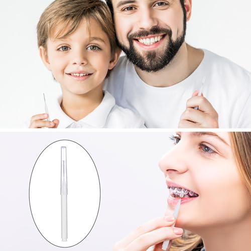 Image of Patelai 50 Pcs Interdental Brushes Braces,White | Dental Toothpick Cleaners for Care Oral, Floss Head Picks for Teeth Gaps and Ortho, Hygiene Brush Heads, Portable Tool Kit