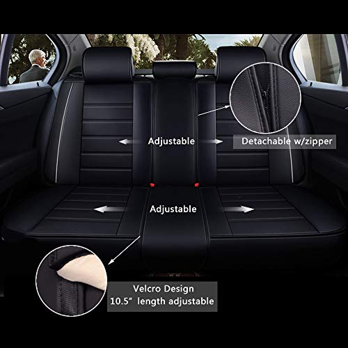 otoez Leather Seat Covers, Universal Car Seat Covers Full Set, 5-Pack Front and Back Seat Cover Protector for Cars, Waterproof Automotive Seat Cushion Fit for Most Car Sedan Truck (No Pillows, Black)