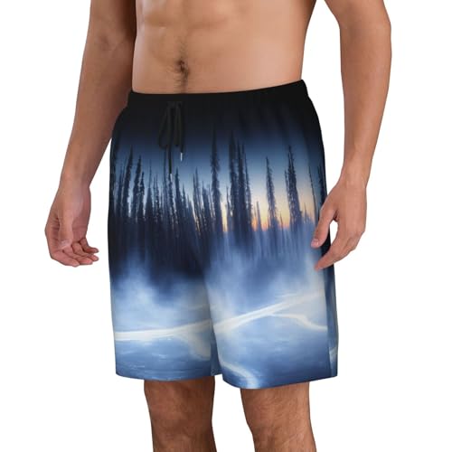 Misty Forest Men Beach Pants â€“ Swim Trunks for Men,Quick-Dry and Comfortable, Suitable for Beach, Surf, and Everyday Wear Black2