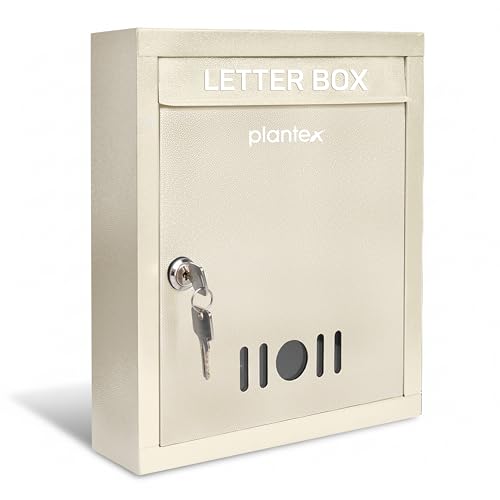 Image of Plantex Letter Box /GI Steel Mail Box /Donation Box with Lock and Keys /Letter Box for Home Gate /Suggestion Box for Office /School /Complaint Box / (Ivory) - Wall Mount