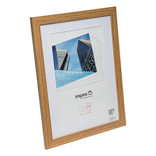 Hampton Frames SALVATORE A4 (21x29.7cm) Natural Oak Effect Picture Poster Photo Frame with Mount Acrylic (Non Glass) Front SLVA4OAK - Image 2