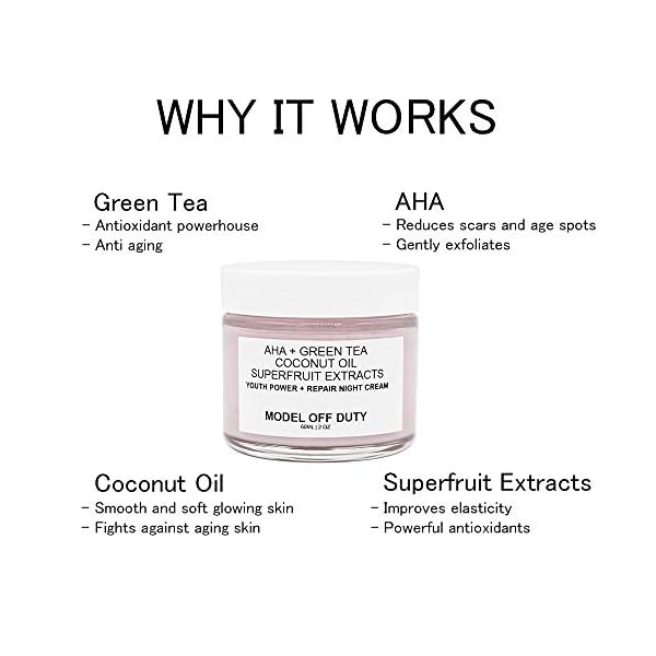 Model-off-Duty-Beauty-Youth-Power-Repair-Night-Cream-Neck-Cream-Alpha-Hydroxy-Acids-AHA-Organic-Natural-Face-Moisturizer-Creme-Anti-Wrinkle-Dark-Spots-Improved-Elasticity-Firmer-Skin-2-oz Model off Duty Beauty Youth Power + Repair Night Cream | Neck Cream, Alpha Hydroxy Acids AHA | Organic & Natural Face Moisturizer Creme Anti Wrinkle, Dark Spots, Improved Elasticity, Firmer Skin -2 oz