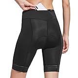 Baleaf Women's 3D Padded Cycling Shorts Breathable Bike Shorts Zipper Pocket UPF 50+ Black Size M