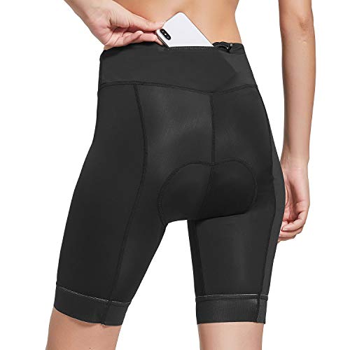 BALEAF Womens Cycling Shorts with 3D Padded Bike Shorts with Zipper Pocket UPF 50+ Black