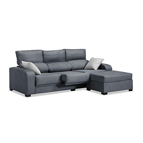 Mueble Sofa con Chaise Longue 3 plazas color gris marengo cheslong chaiselongue...