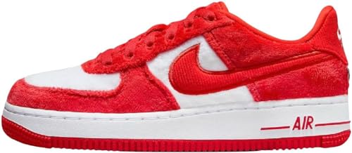 Nike Air Force 1 Big Kids' Shoes (FZ3552-612, Fire Red/White/Pink Foam/Light Crimson) Size 6.5