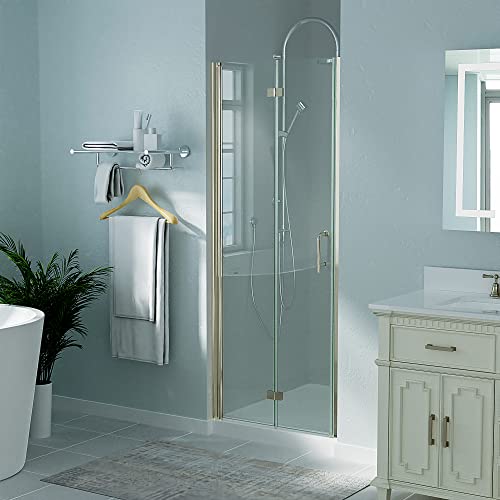 Exbrite 30-31.5 In.w X 72 In.h Bifold Frameless Glass Shower Door,1/4 In. Fold Clear Glass Shower Panel Pivot Swing Shower Doors,Brushed Nickel Finish,Reversible Installation #TOP1