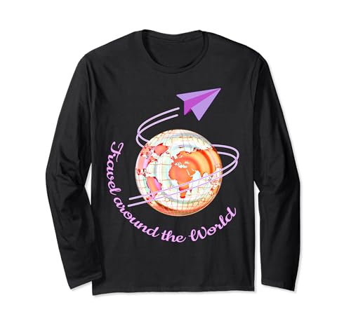 Camiseta Travel The World Trip Wanderlust Travel Gift Manga Larga