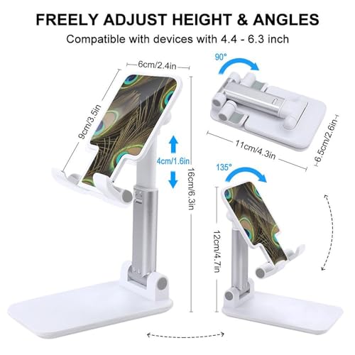 Support téléphone portable bureau réglable pliable motif plumes de paon universel
