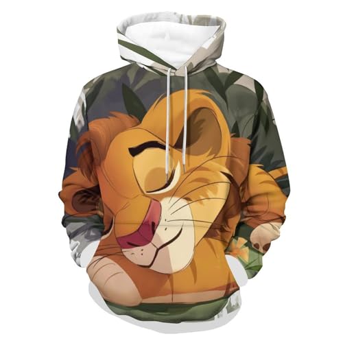 Sweat à capuche lion dessin animé résistant au froid pour homme et femme S