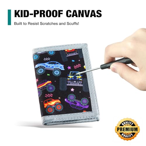 Image of Kids Wallet for Boys, Little Boys Wallet for Kids Ages 4-5-6-7-8-9-10-11-12, Monster Truck Toddler Wallets with Coin Pocket, Novelty Christmas & Birthday Gifts