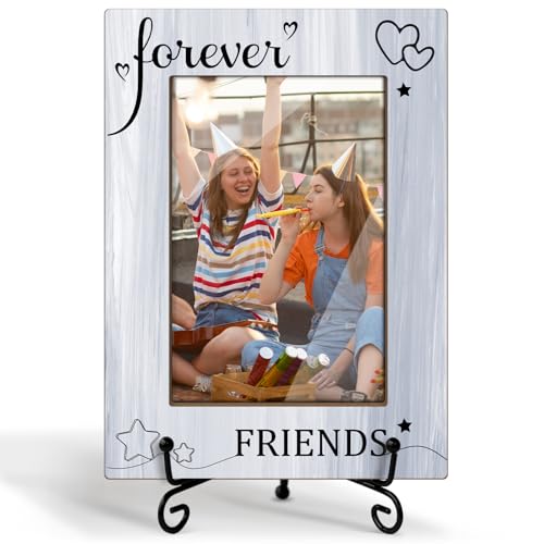 Zgogy Friendship Gifts Picture Forever 4 x 6 Friends Picture Frame, Wooden Picture Frame With Iron...