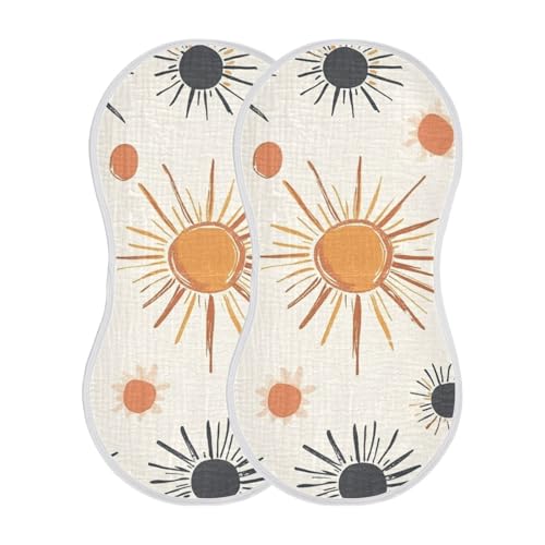 4 Pack Baby Burp Cloths, Soft Absorbent Burping Cloths for Babies, Cotton Milk Spit Up Rags, Large Size for Newborns, Baby Boys and Girls (Boho Sun)3