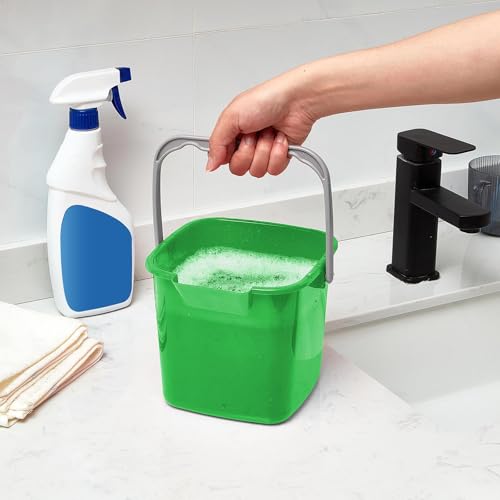 Image of Irenare 12 Pcs Sanitizing Bucket 3 Quart Cleaning Pail Small Detergent Square, Spout and Handle Plastic Utility Sanitizer Buckets for Restaurant Kitchen Home Offices (Multicolor)