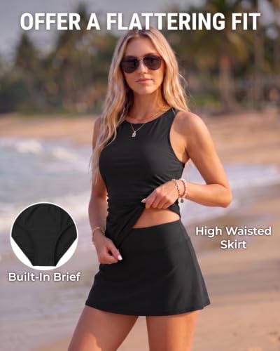 Image of Daci Womens Tankini Swimsuits with Skirt Tummy Control Swimwear