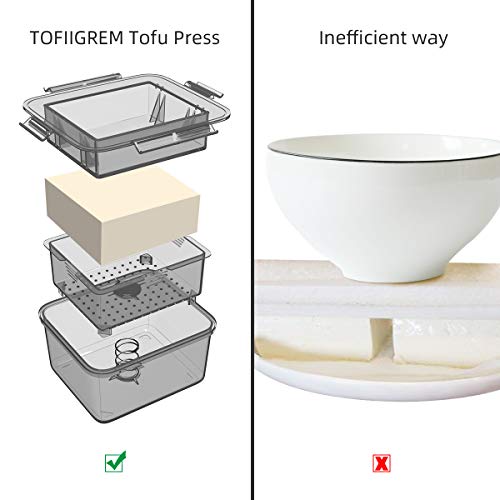 TOFIIGREM Tofu Press - Grey Tofu Presser Easily Removes Water from Tofu for Better Texture and Taste - Thumbnail 2