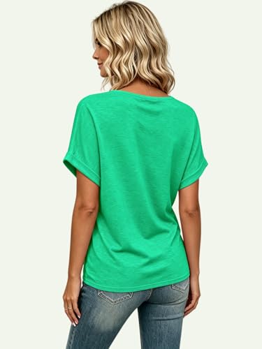 Image of T Shirts Short Sleeve V Neck Tees Womens Tops Beach Vacation Fashion Clothes 2026 Casual Summer Spring Fall Outfits