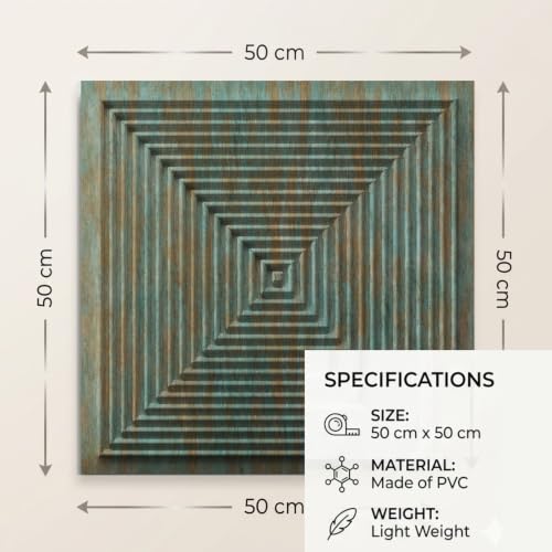Image of Kayra Decor 3D PVC Wall Panels for Bedroom & Living Room | Pryamid Design |Rustic Wood Color | 19.7 x 19.7 Inch | Pack of 40 | 107.6 Sq Ft