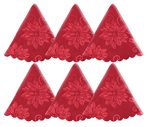 Jogo Guardanapo Tecido Vermelho Decorado Bico de Papagaio Adamasc 6 Unidades - Magizi