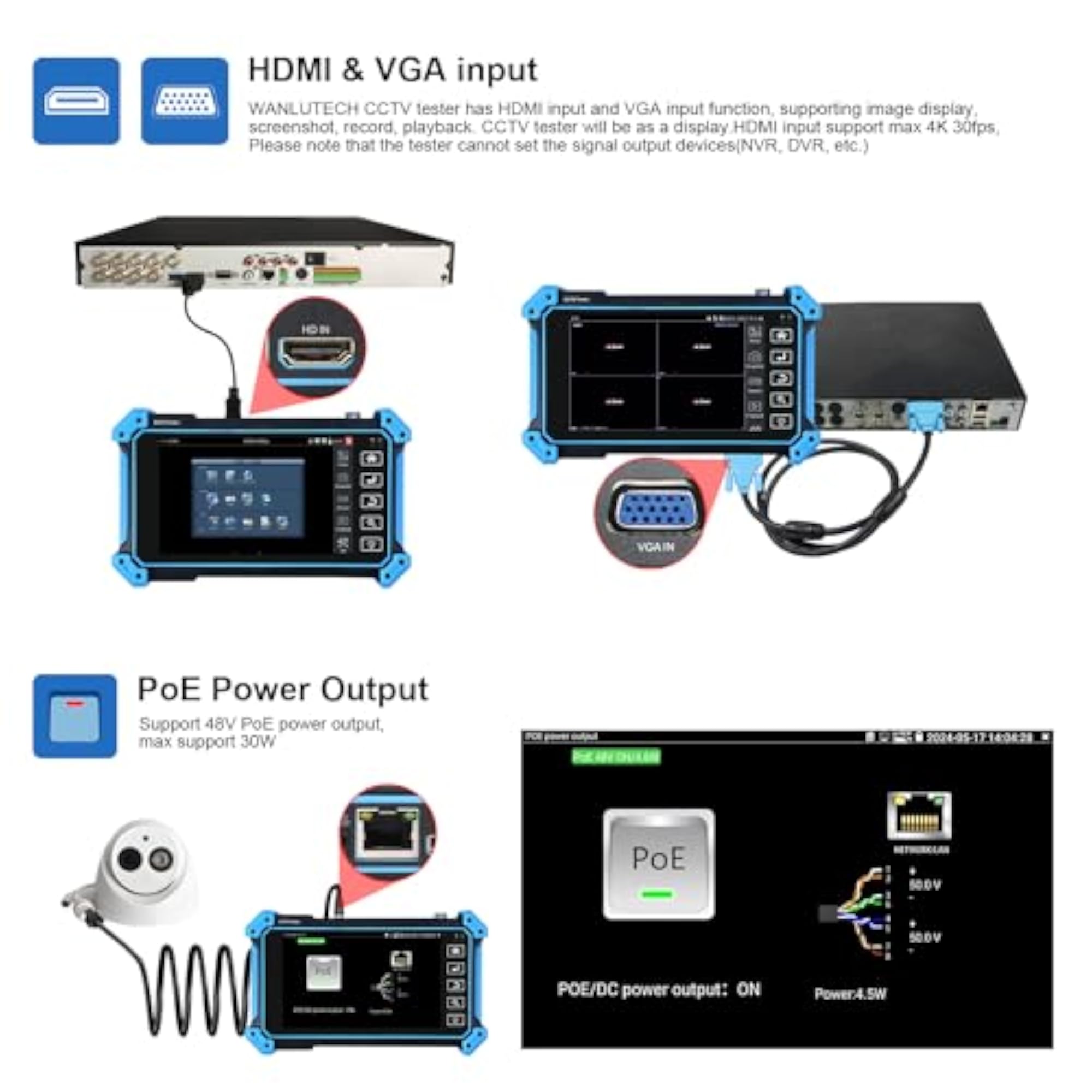 Upgraded 8K IP Camera Tester with Touchscreen Display