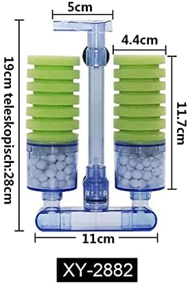 boxtech Aquarium Biochemical Sponge Filter, Ultra Quite Aquarium Double Head Bio Sponge Fish Tank Foam Filter-Green