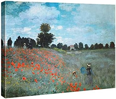 Wieco Art The Poppy Field Near Argenteuil Giclee Canvas Prints Wall Art of Claude Monet Famous Floral Oil Paintings Reproduction Classic Flowers Landscape Pictures Artwork for Bedroom Home Decorations