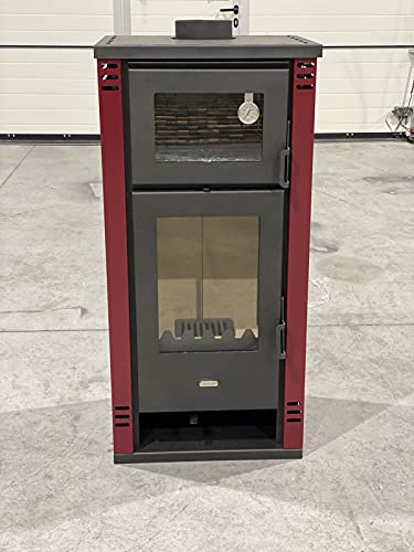 Prity EEK A+ Kaminofen mit Backfach K2 GT F Bordeaux – 8,1kW
