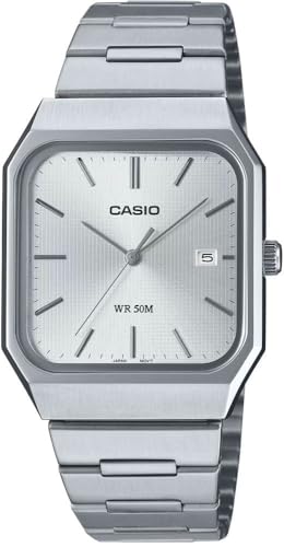 Casio MTP-B185D-7AVDF Unisex Wrist Watch 33mm Case, Stainless Steel Bracelet Watch, Silver Dial, Japanese Quartz Movement, Date Display, 50 Metres Water Resistant