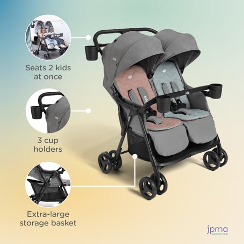 Image of Joie Baby, Rosemary Side-by-Side Double Stroller - Lightweight, Compact, and Comfortable Side-by-Side Stroller for Twins or Siblings