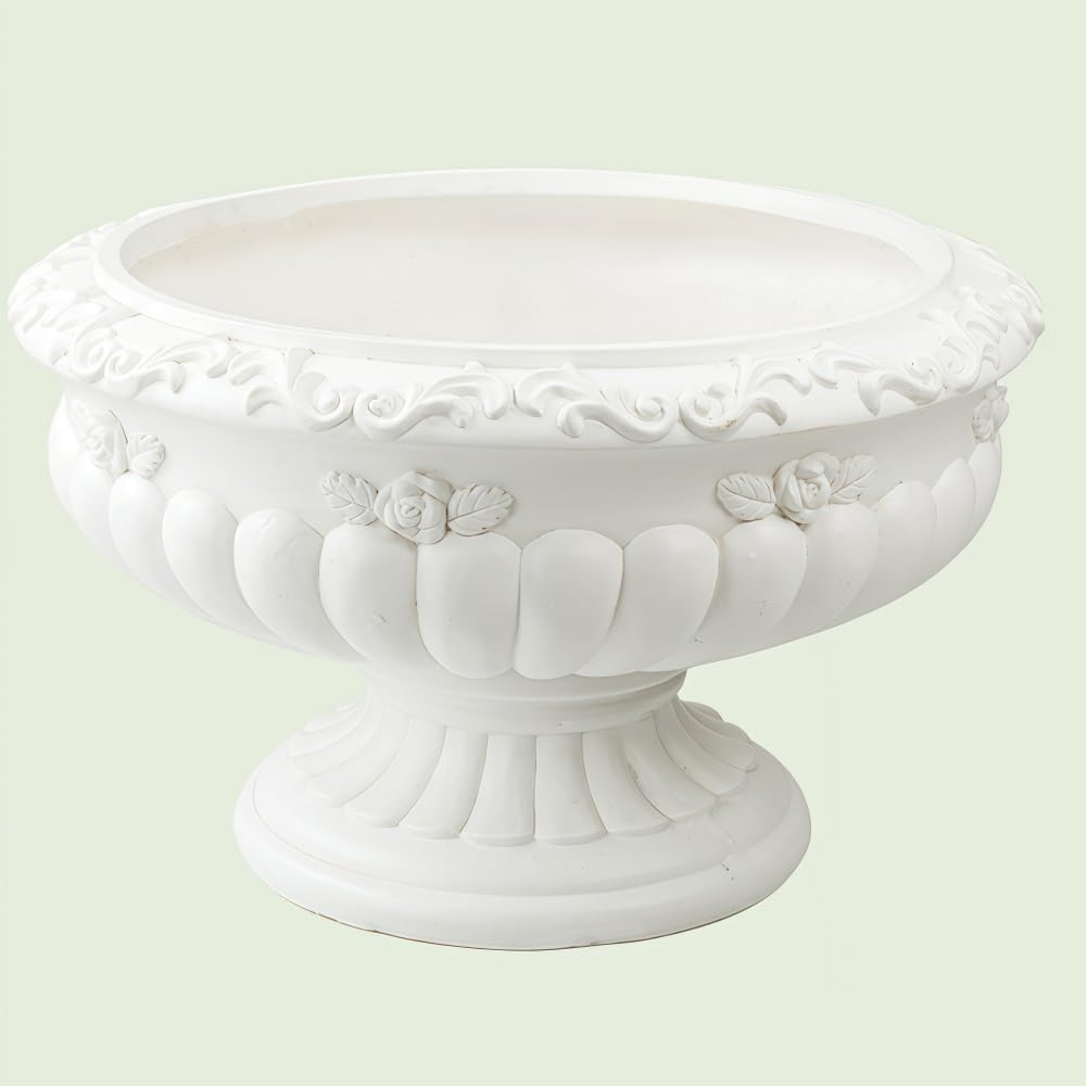 Roman Column Pedestal, Elegant Magnesium Oxide Garden Planter Urns for Villas, Gardens, Courtyards, Wedding Decorations, Retro Outdoor Flower Pots, Flower Stands, and Bases(J)