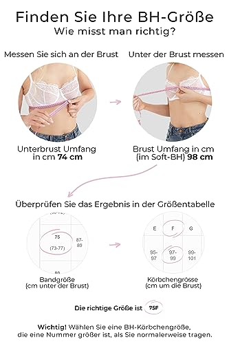 Gorteks Angel-B2 Soft-BH mit Stickerei, Komfort Büstenhalter Damen mit Bügel, Maxi-Größen Damen Unterwäsche, Transparenter Dessous Nicht gepolsterter, für große und kleine Brüste -80B, beige