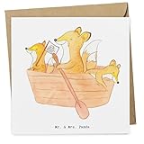 Mr. & Mrs. Panda Glückwunschkarte Fuchs Kanufahren - Geschenk, Paddeltour, doppelkarte, anlasskarte, Kanutour, Kanu fahren, Klappkarte, Grußkarte, faltkarte, Kanuverleih, Schule